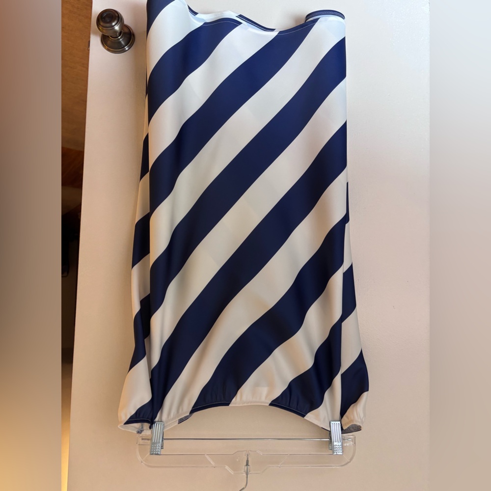 Navy and White Striped Skirt